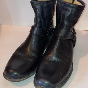 Short black halter-style Frye boots with back zipper